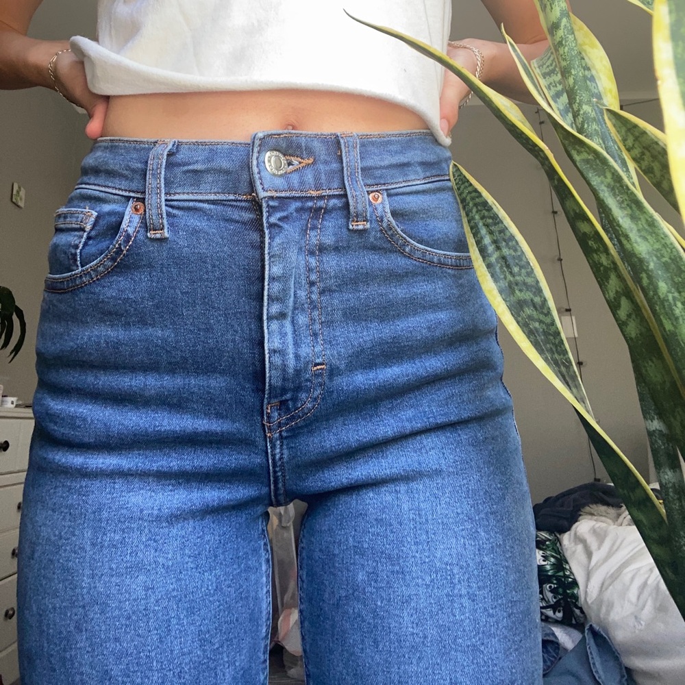 Topshop light wash high-waisted jeans